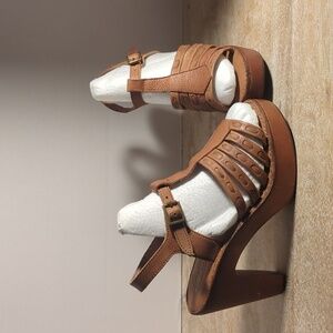 New Free People X Jeffrey Campbell Tan Brown Leather Clogs Us 6